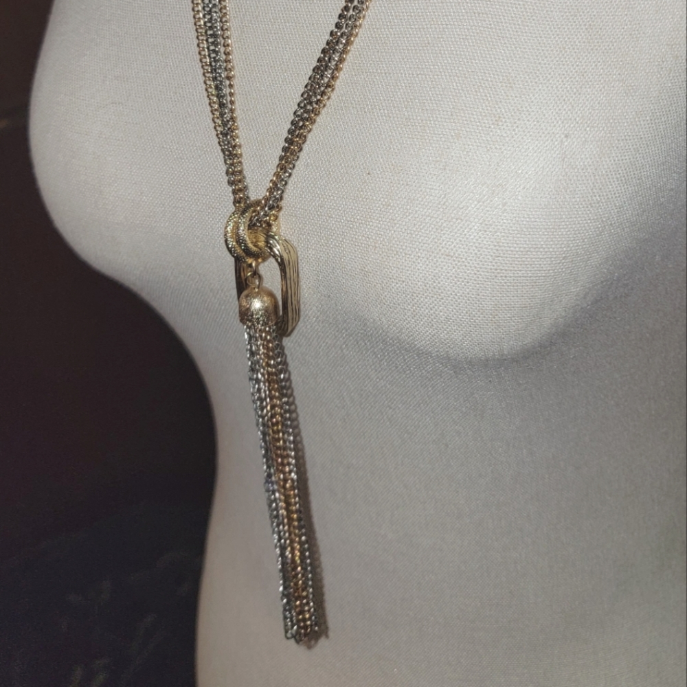 Tri color gold y knot necklace